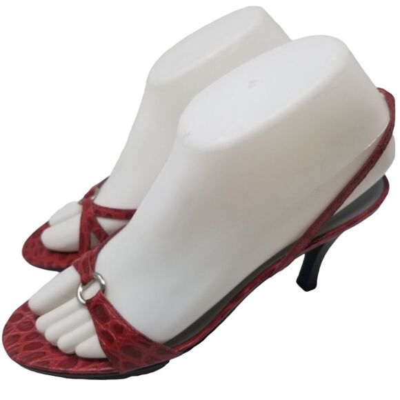 BCBG Paris Shoes - BCBG PARIS DARK RED HEELED SANDAL. SIZE 7B.